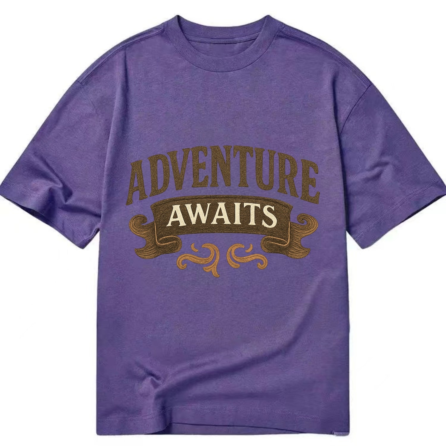 Bold typography design - "ADVENTURE AWAITS" - excitement ahead, ready for anything - Classic T-shirt - Purple