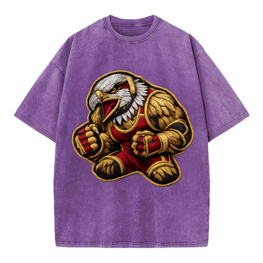 Embroidered patch design - WRESTLING EAGLE - fierce eagle with wrestling singlet - Vintage T-shirt - Purple