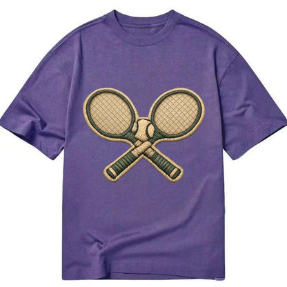 Embroidered patch design - TENNIS RACKET CROSSED - tennis rackets with ball in - Classic T-shirt - Purple