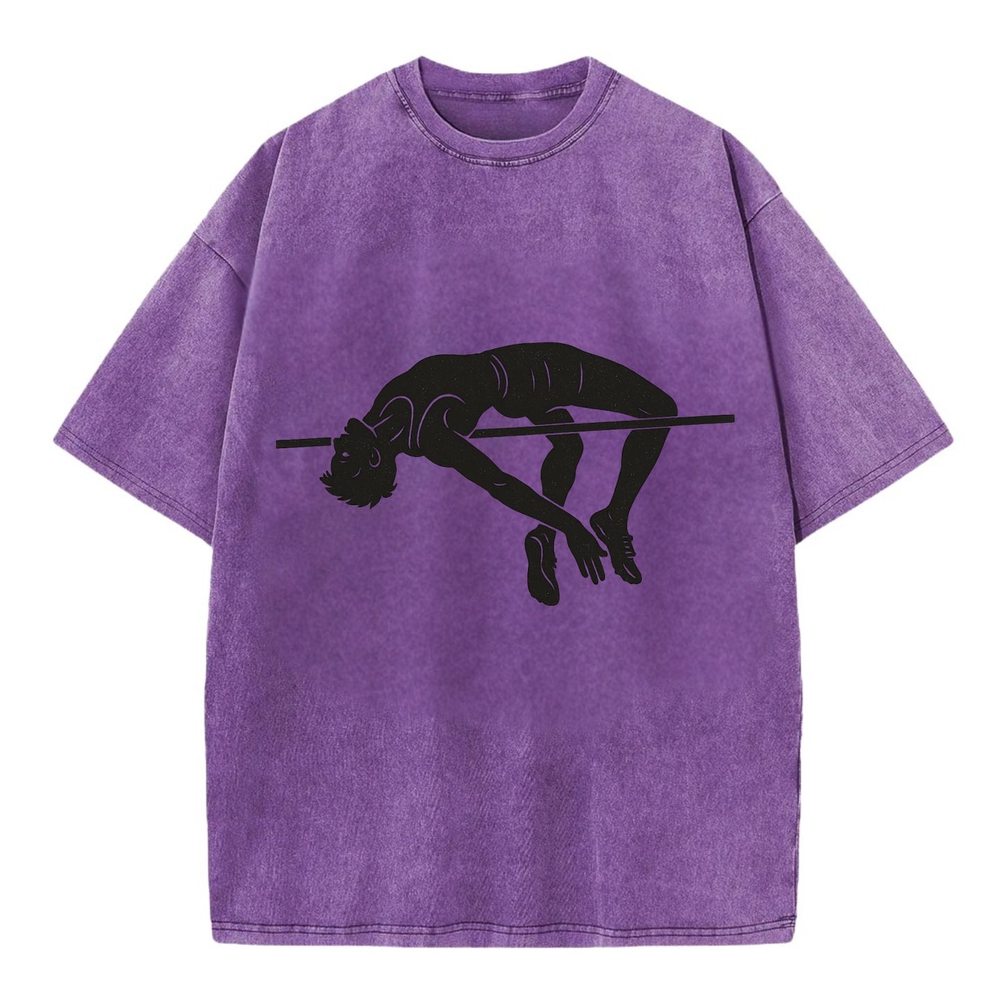 High jumper arching over bar - Vintage T-shirt - Purple