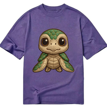 Baby Green Sea Turtle - emerald shell, large innocent brown eyes, tiny flippers, - Classic T-shirt - Purple