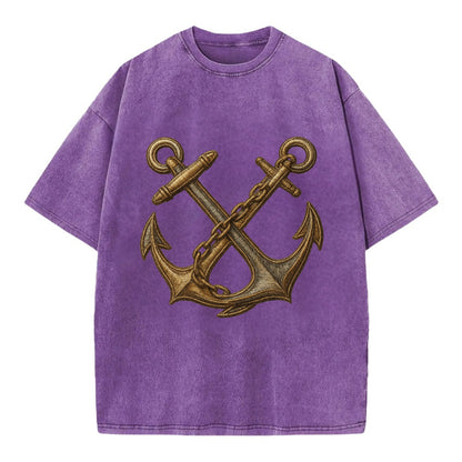 Crossed Anchors  - Vintage T-shirt - Purple