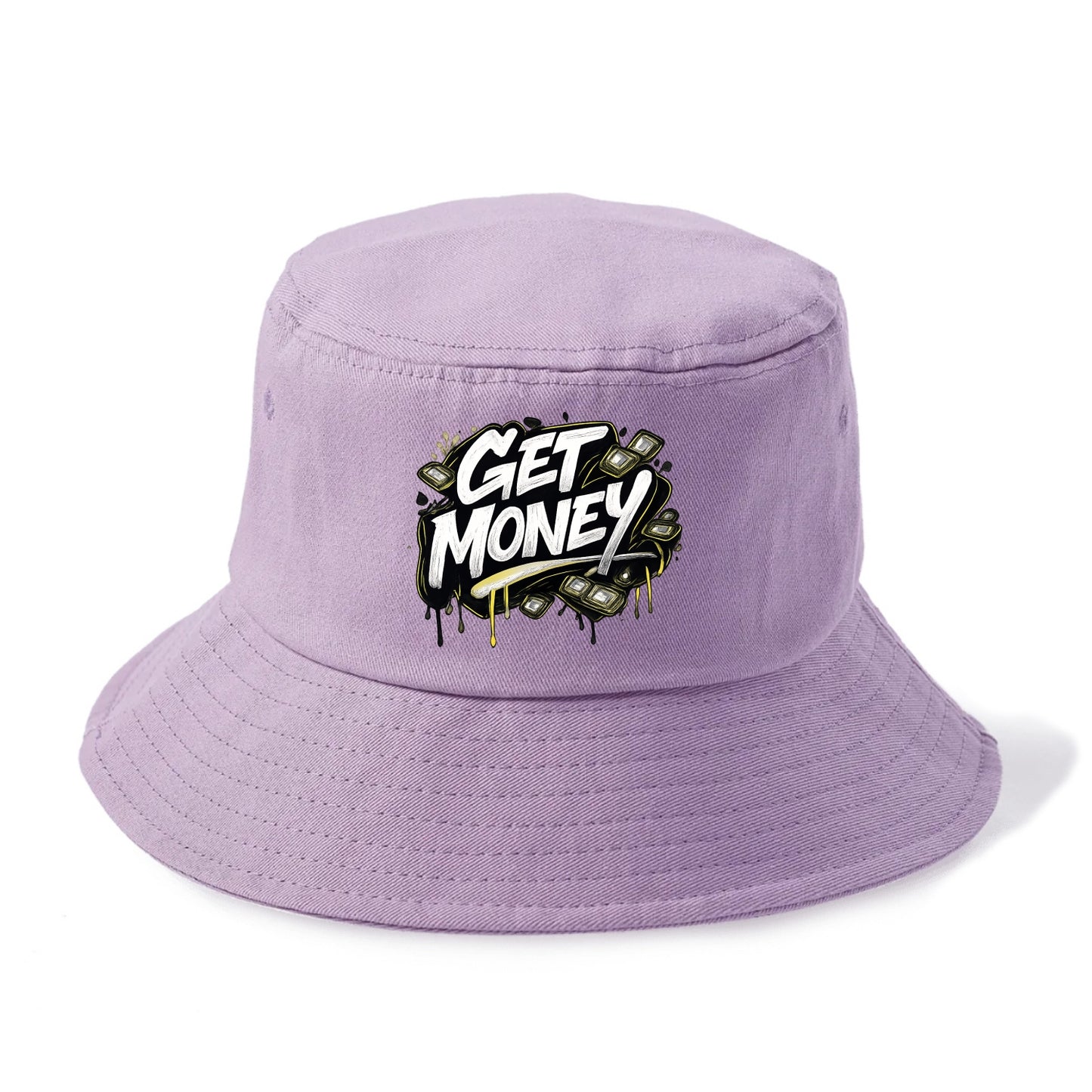 Bold typography design - "GET MONEY" - pursuit of wealth, earning - Bucket Hat - Purple