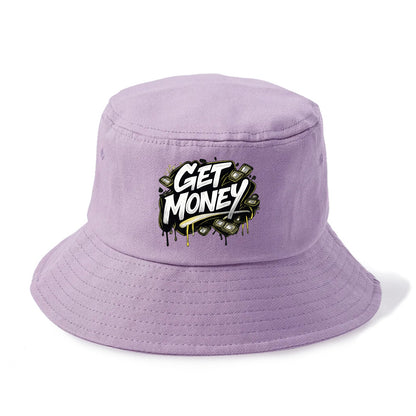 Bold typography design - "GET MONEY" - pursuit of wealth, earning - Bucket Hat - Purple