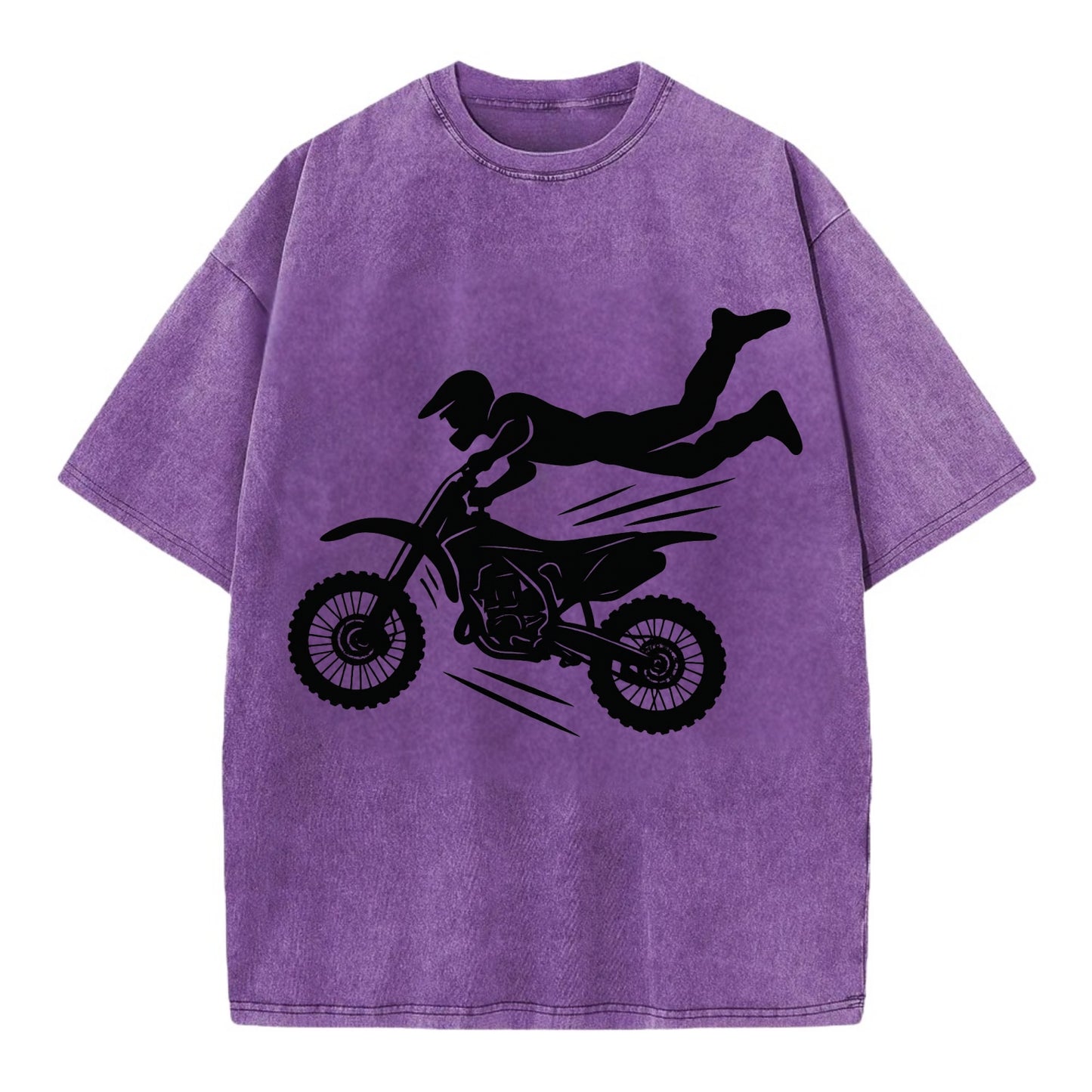 Motocross rider airborne trick - Vintage T-shirt - Purple