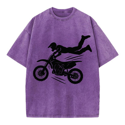 Motocross rider airborne trick - Vintage T-shirt - Purple