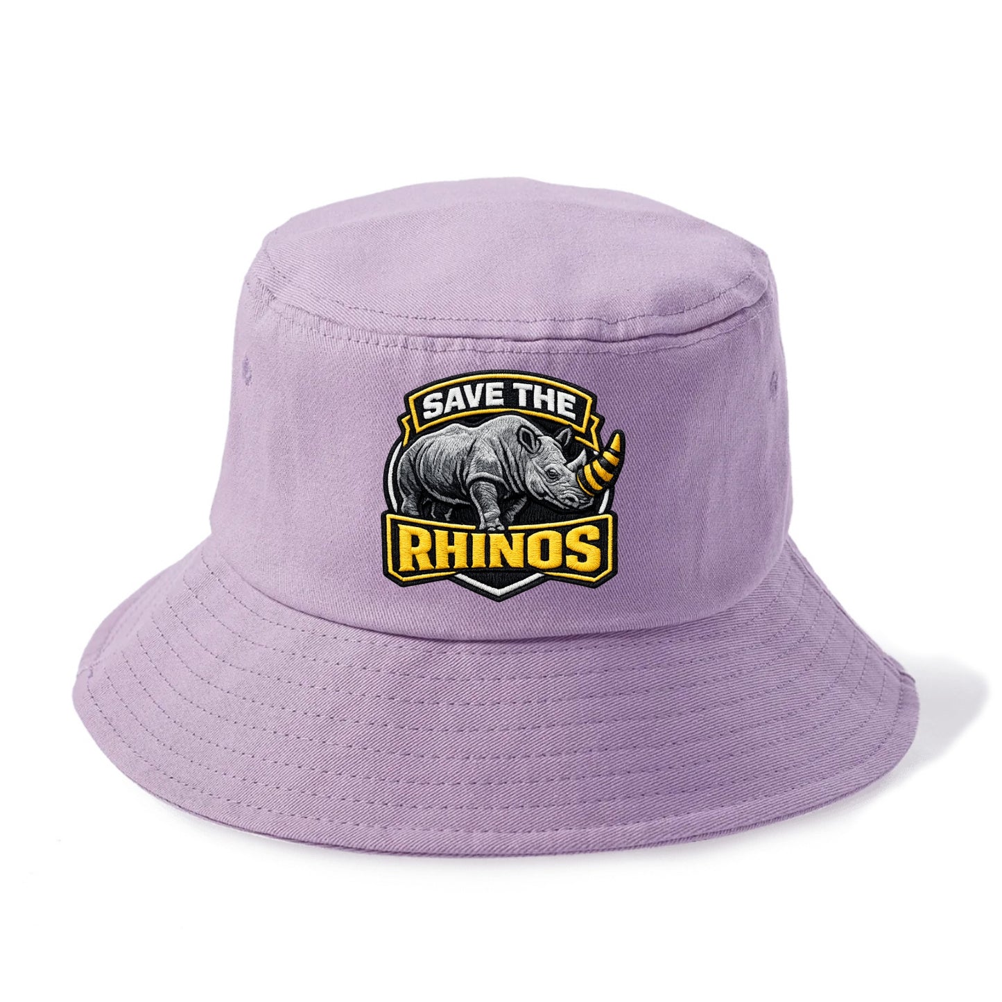 SAVE THE RHINOS - rhino silhouette in gray , horn protection - Bucket Hat - Purple