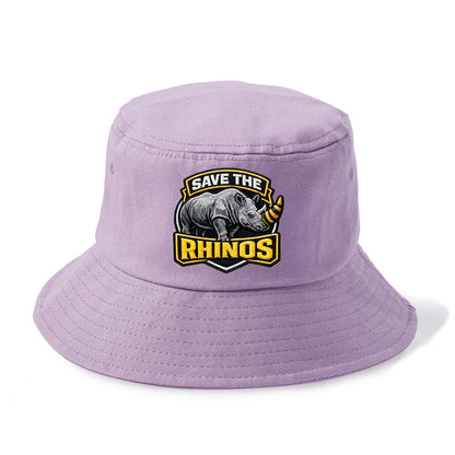 SAVE THE RHINOS - rhino silhouette in gray , horn protection - Bucket Hat - Purple