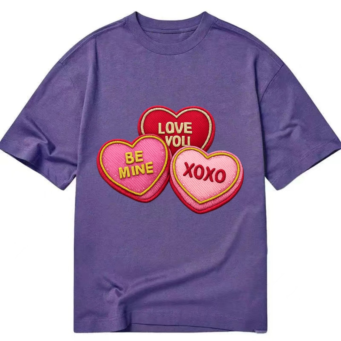 VALENTINES HEARTS - candy hearts in pink and red , love day - Classic T-shirt - Purple