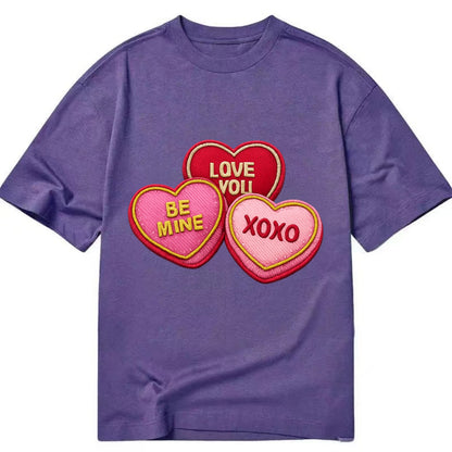 VALENTINES HEARTS - candy hearts in pink and red , love day - Classic T-shirt - Purple