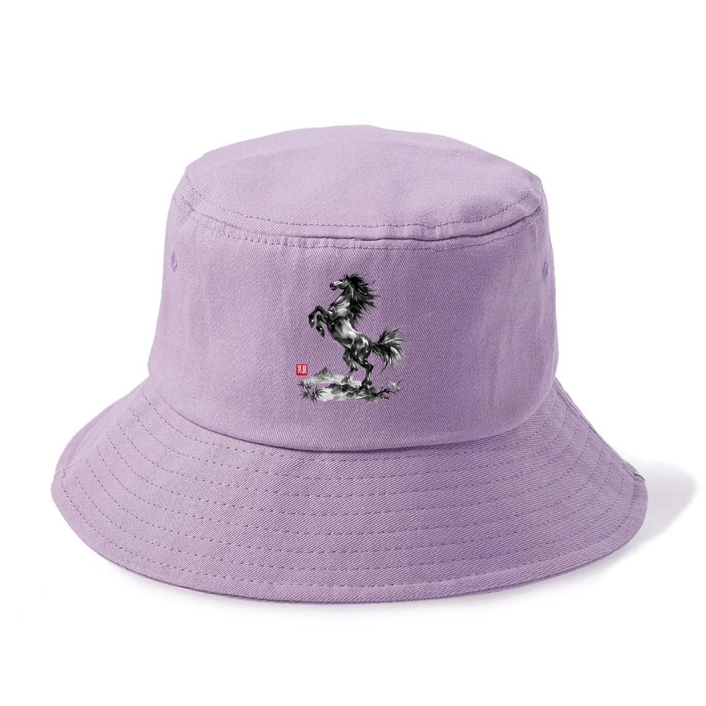 WILD STALLION | Powerful stallion rearing up | Windswept mane and tail | Mountain - Bucket Hat - Purple