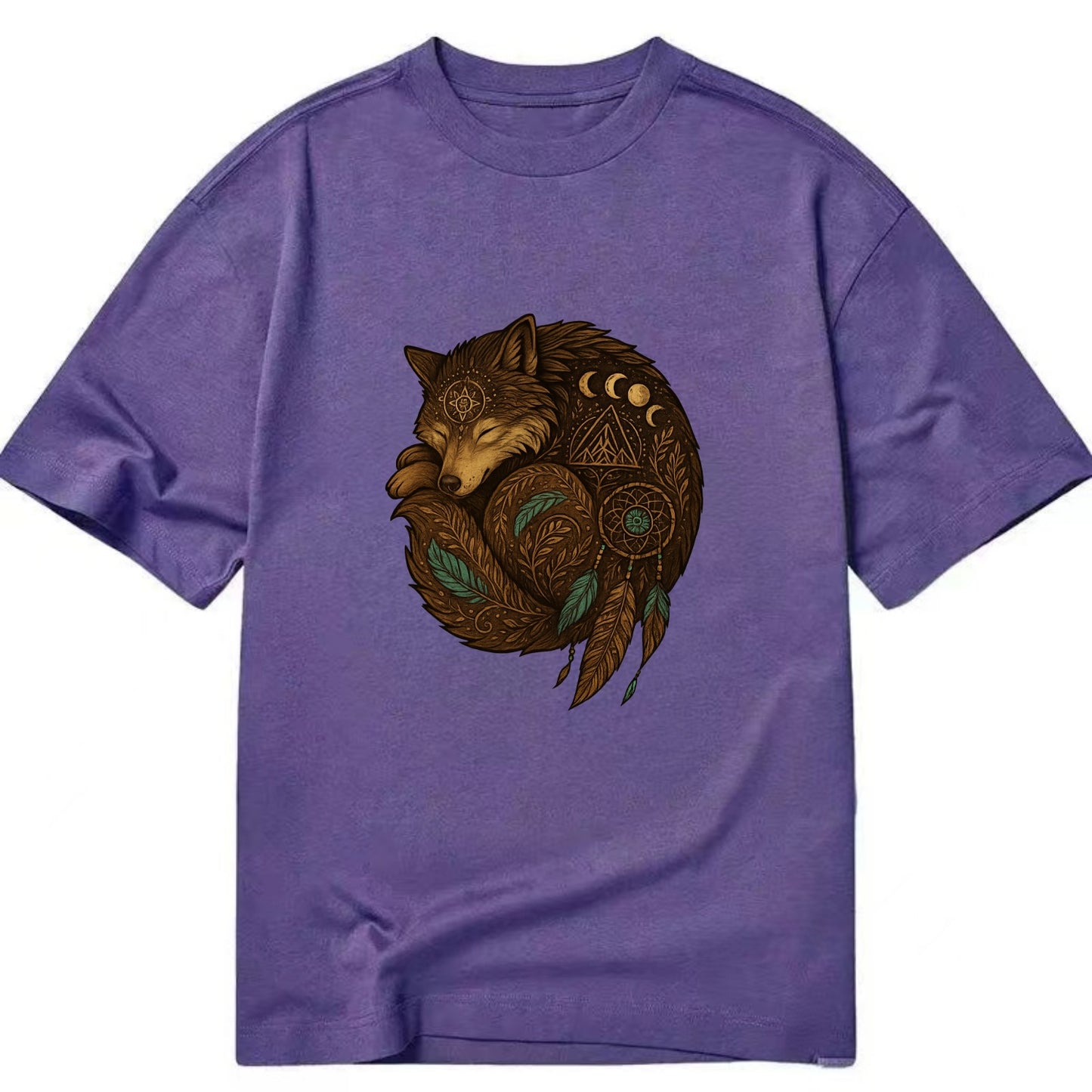 Sleeping Wolf Peace  - Classic T-shirt - Purple