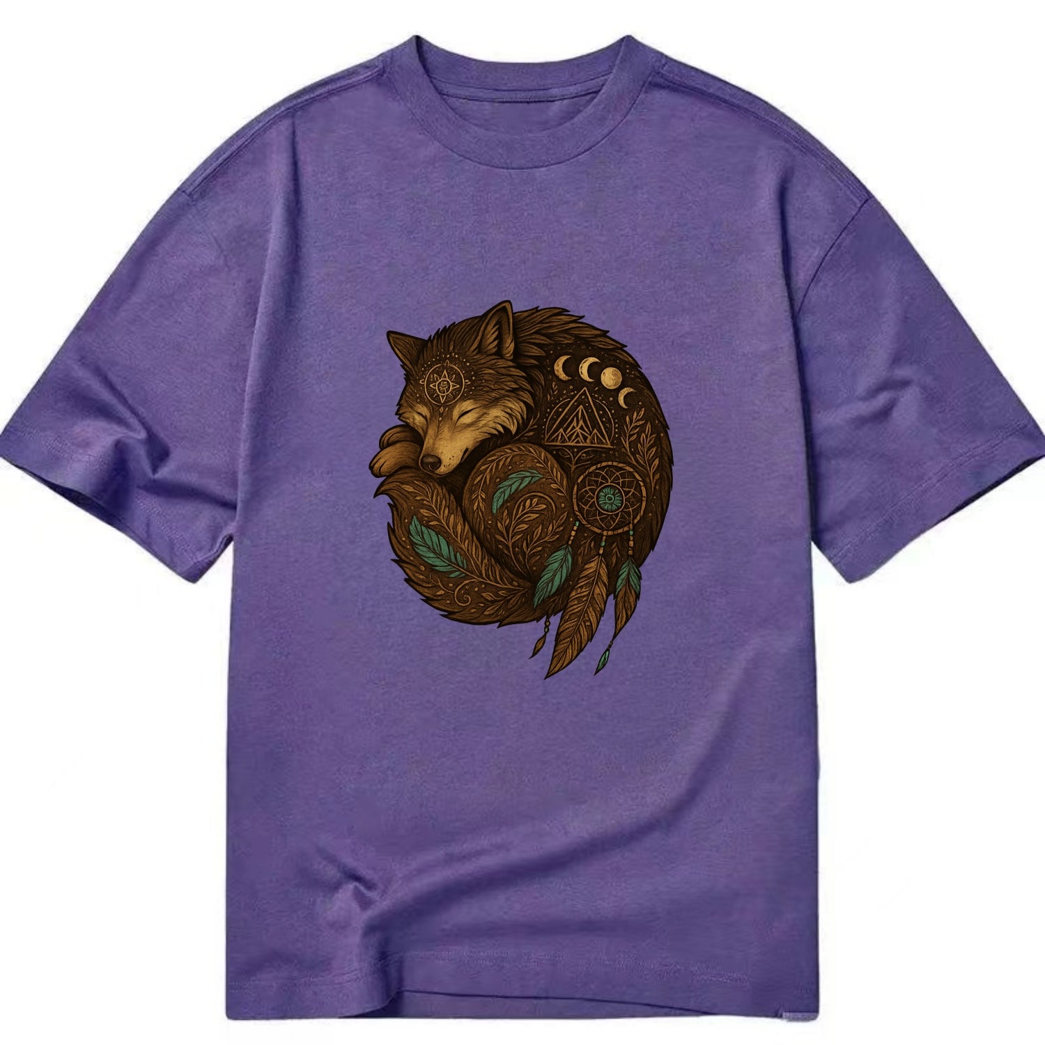 Sleeping Wolf Peace  - Classic T-shirt - Purple
