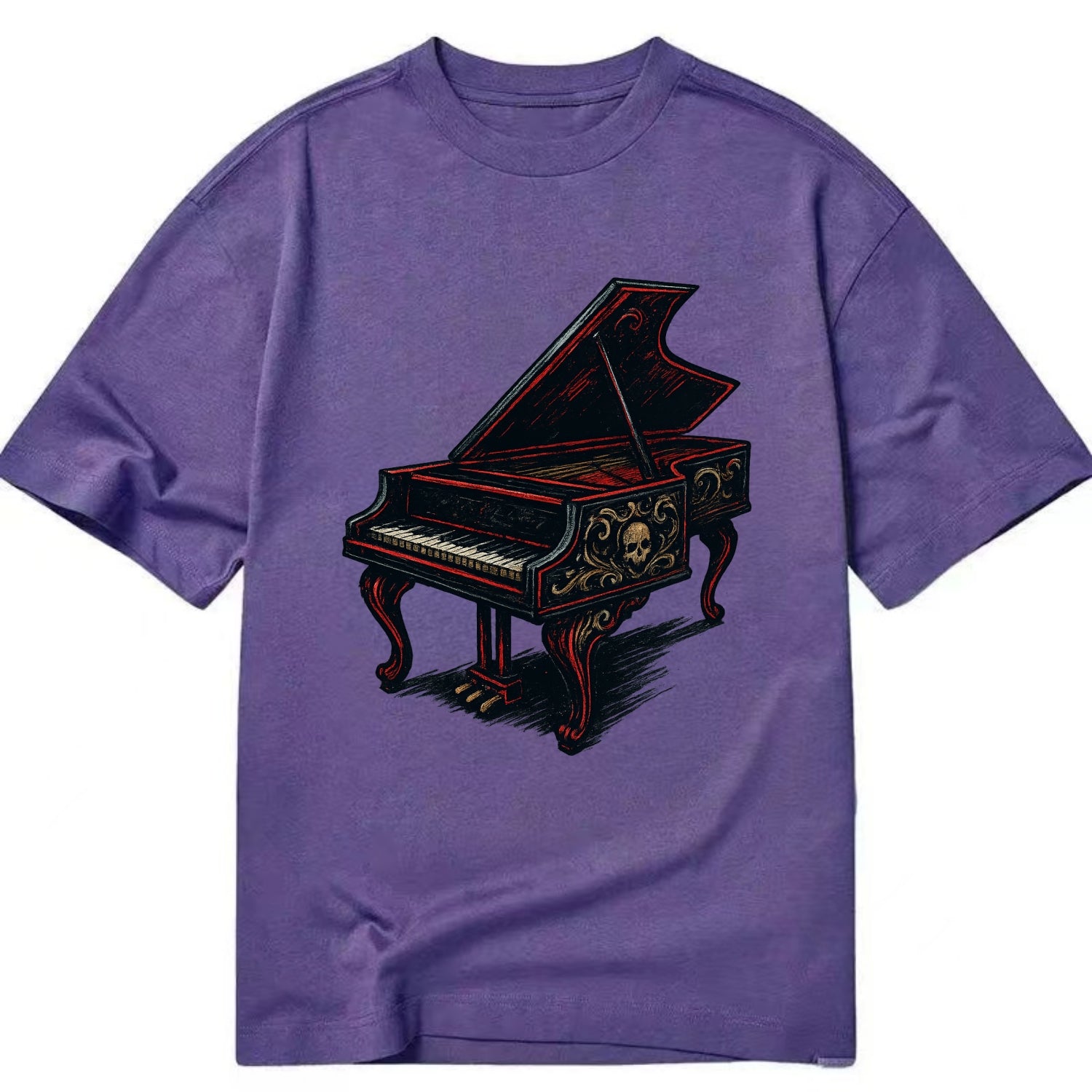 Harpsichord with baroque decorative styling - Classic T-shirt - Purple