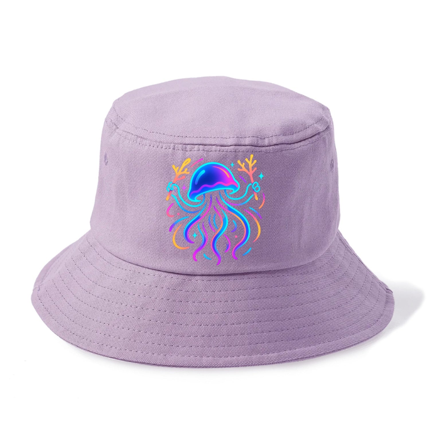 Jellyfish conducting a glow orchestra using coral batons in deep ocean concert hall - Bucket Hat - Purple