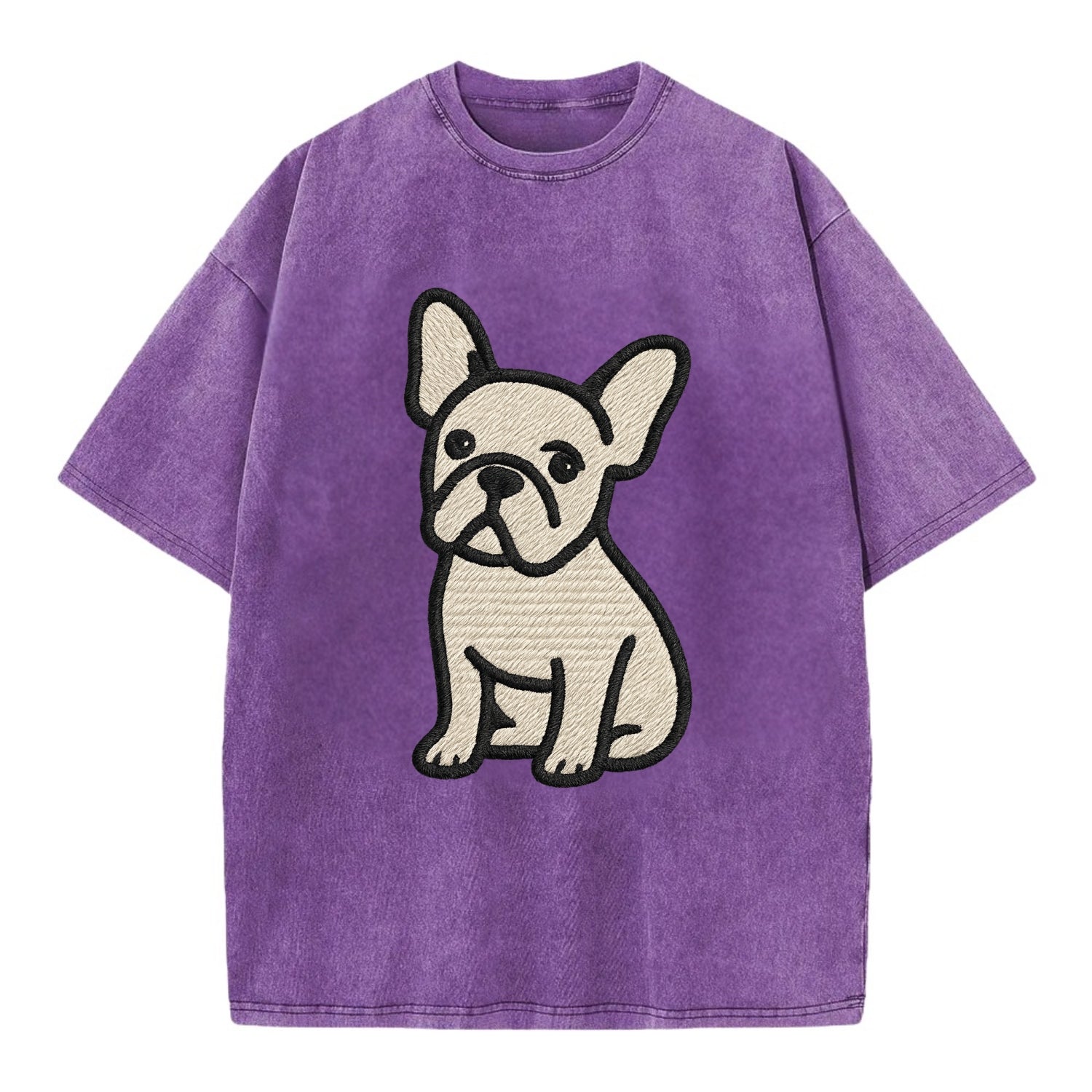 French Bulldog - Head tilt one ear up - Vintage T-shirt - Purple