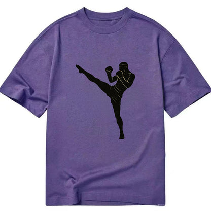 Kickboxer delivering roundhouse kick - Classic T-shirt - Purple