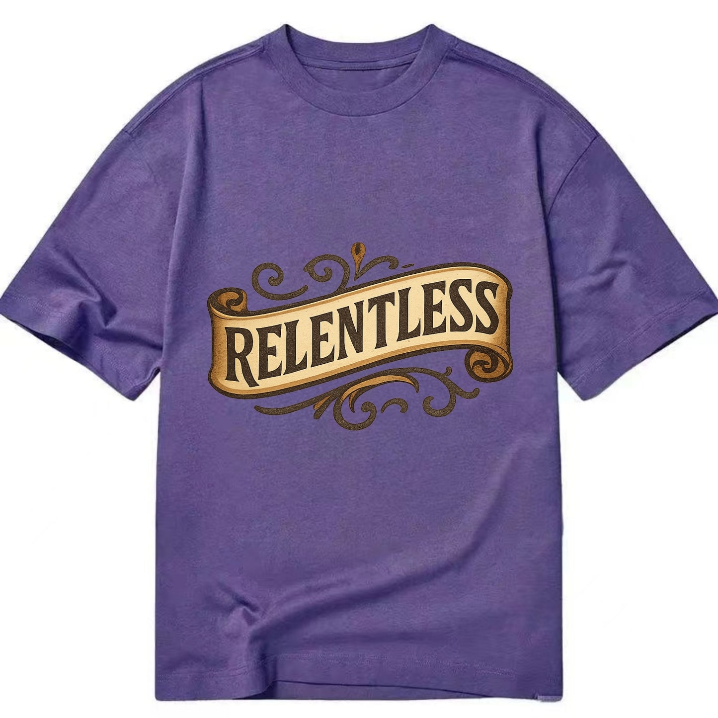 Bold typography design - "RELENTLESS" - never giving up, persistent pursuit - Classic T-shirt - Purple
