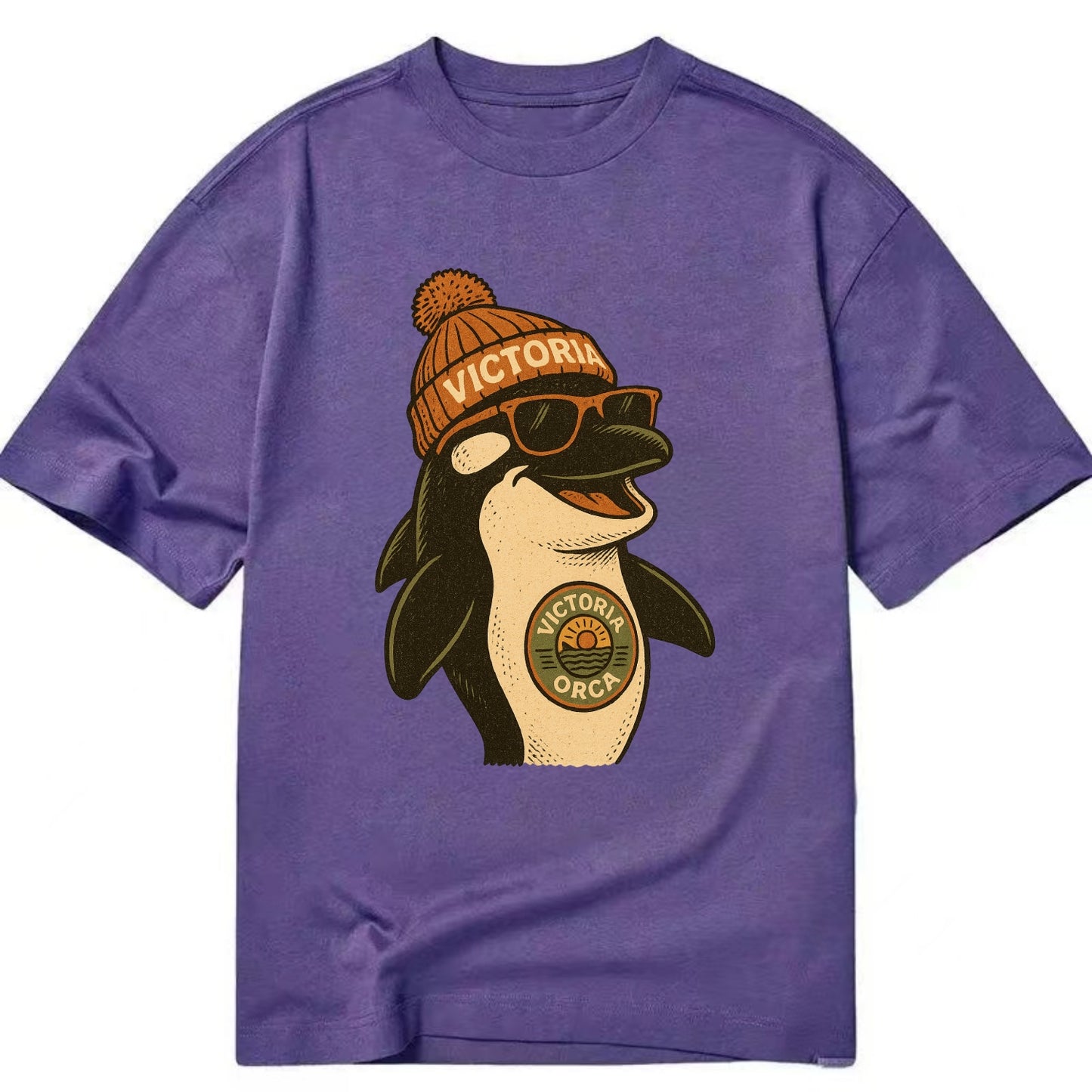 Victoria Orca wearing Victoria beanie wi - Classic T-shirt - Purple