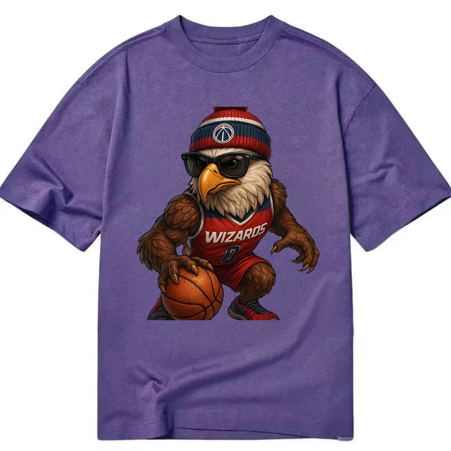 DC Eagle wearing Wizards red white and blue beanie with monument patch and - Classic T-shirt - Purple