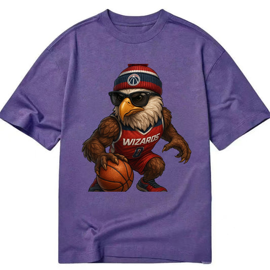 DC Eagle wearing Wizards red white and blue beanie with monument patch and - Classic T-shirt - Purple