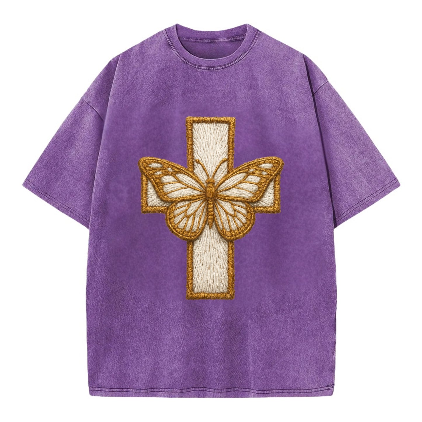 Resurrection Cross  - Vintage T-shirt - Purple