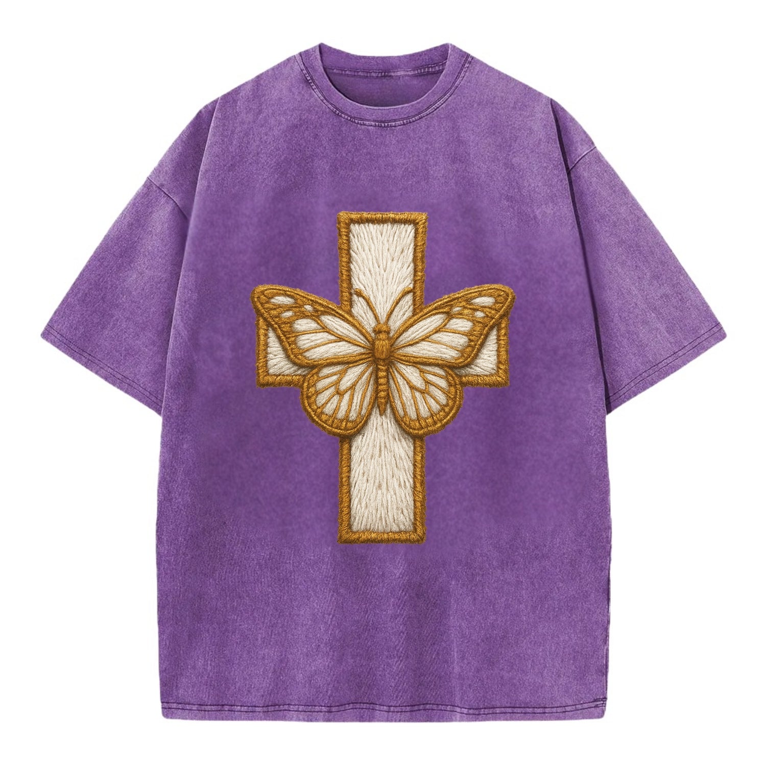 Resurrection Cross  - Vintage T-shirt - Purple