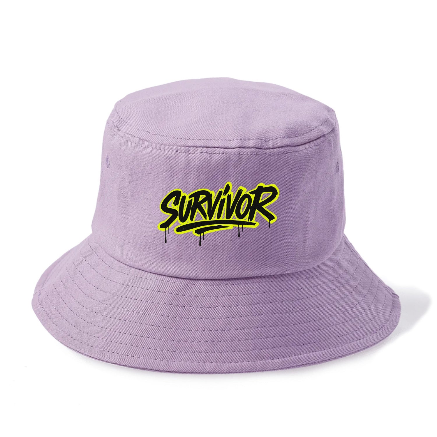 Bold typography design - "SURVIVOR" - overcomer, still standing, made it through - Bucket Hat - Purple