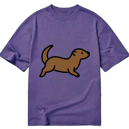 Otter - Brown sleek swimming pose flat side profile - Classic T-shirt - Purple