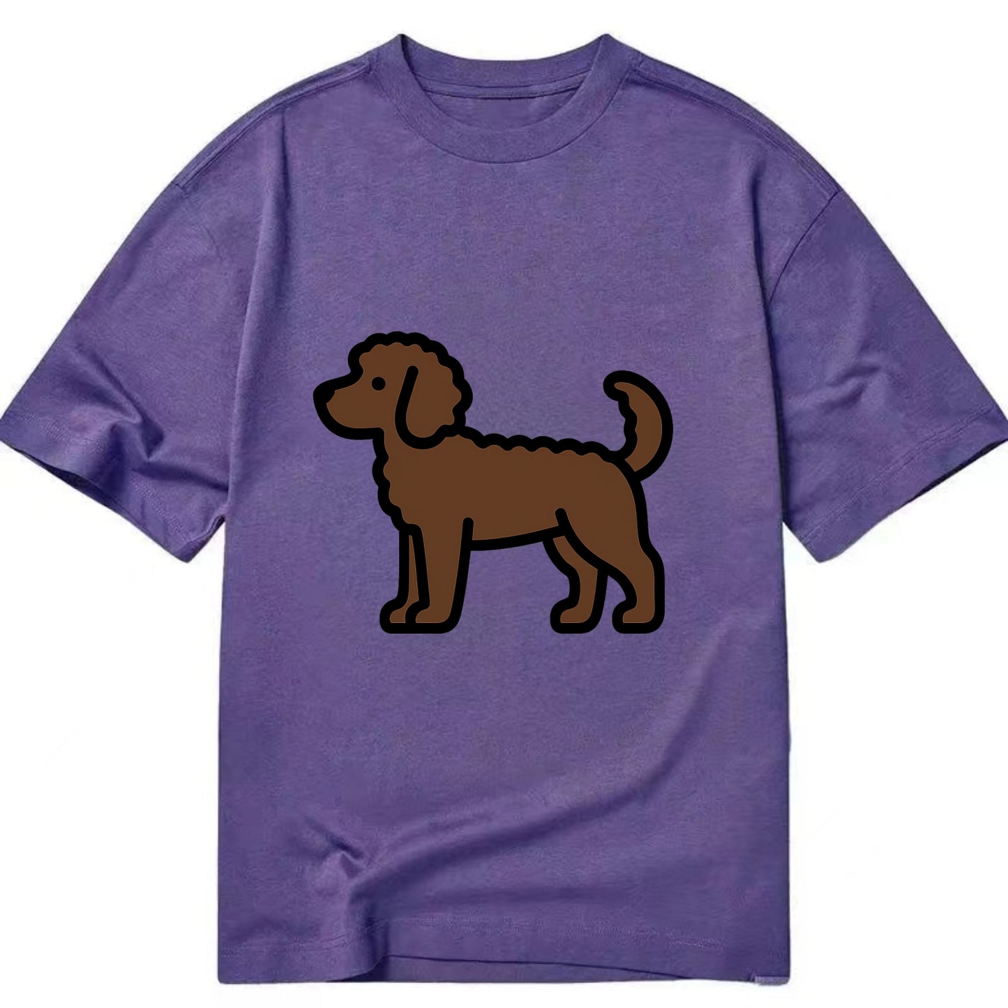Labradoodle - Chocolate curly flat side profile - Classic T-shirt - Purple