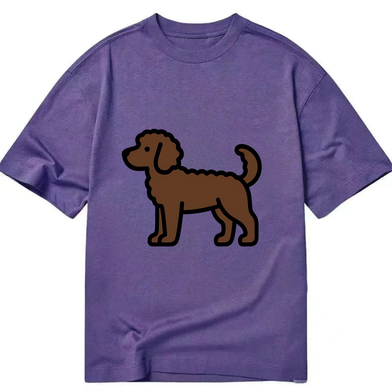 Labradoodle - Chocolate curly flat side profile - Classic T-shirt - Purple