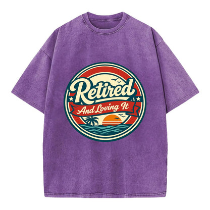 Carefree Retirement Emblem - Vintage T-shirt - Purple