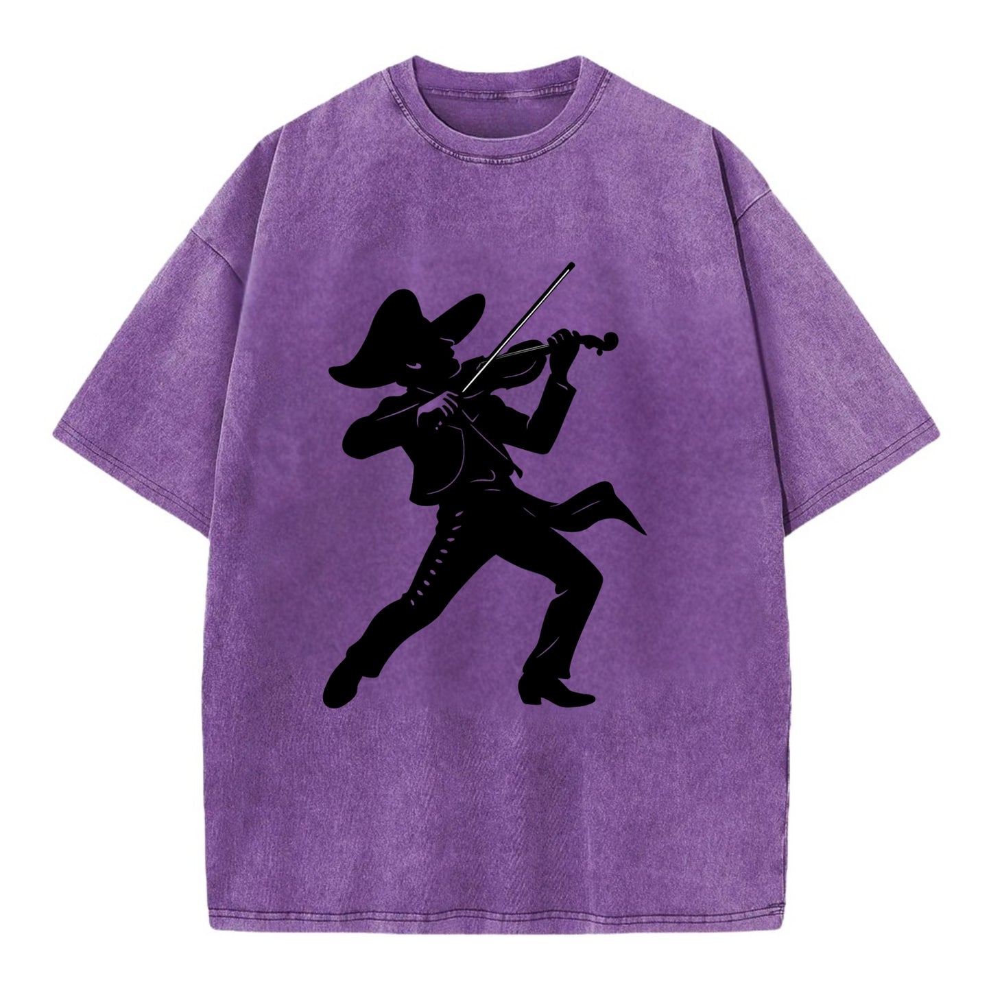 Mariachi violinist passionate performance - Vintage T-shirt - Purple