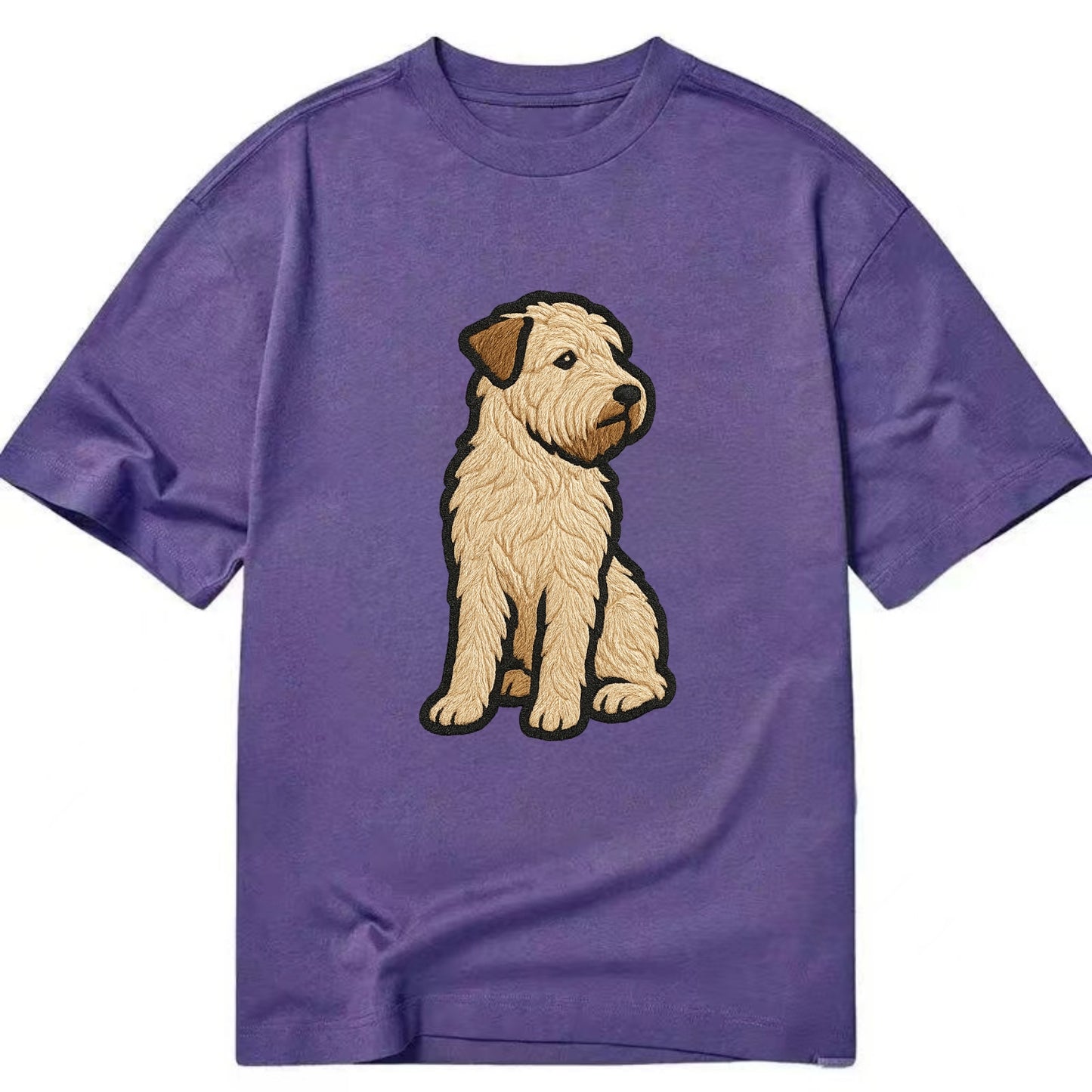 Soft Coated Wheaten Terrier - Light tan flowing coat embroidered pose - Classic T-shirt - Purple