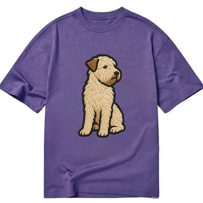 Soft Coated Wheaten Terrier - Light tan flowing coat embroidered pose - Classic T-shirt - Purple