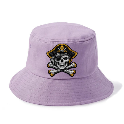 PIRATE SKULL - Jolly Roger skull in black and white , pirate - Bucket Hat - Purple