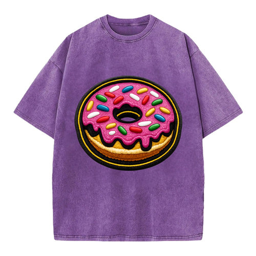 DONUT SPRINKLES - glazed donut with sprinkles in pink and rainbow , sweet treat - Vintage T-shirt