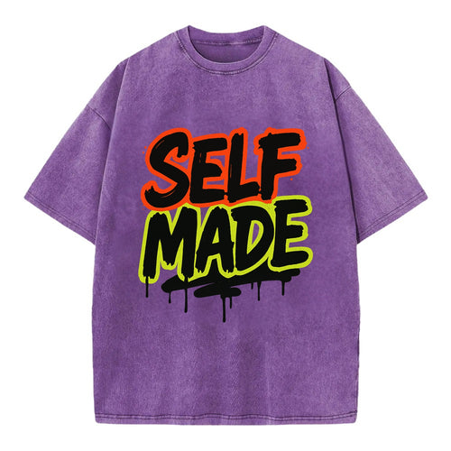 Bold typography design - SELF MADE - built from nothing, earned success - Vintage T-shirt