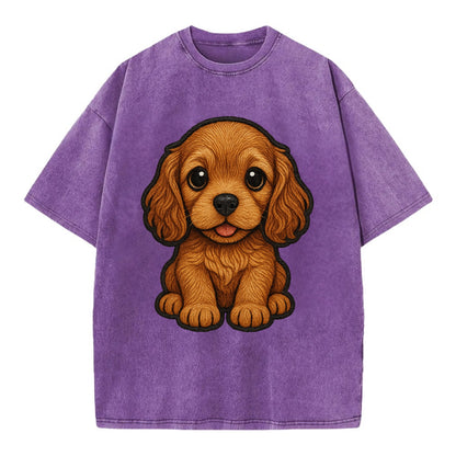 Baby Cocker Spaniel Puppy - long wavy ears, soulful eyes, silky coat, - Vintage T-shirt - Purple