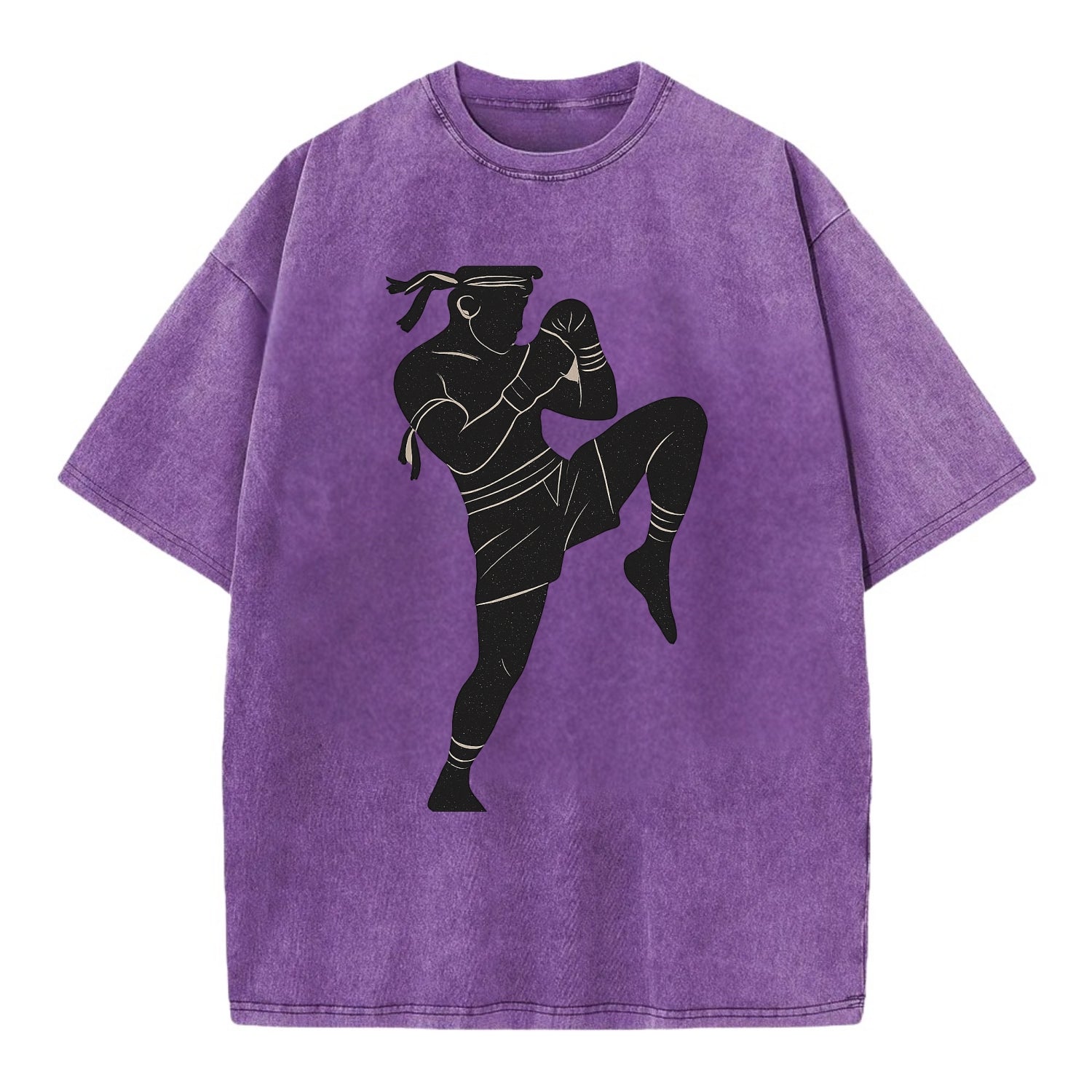 Muay Thai fighter with knee strike - Vintage T-shirt - Purple
