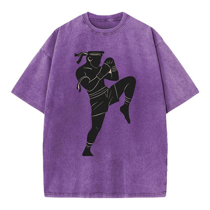 Muay Thai fighter with knee strike - Vintage T-shirt - Purple