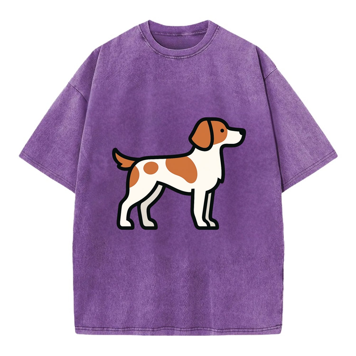 Brittany Spaniel - Orange and white flat side profile - Vintage T-shirt - Purple