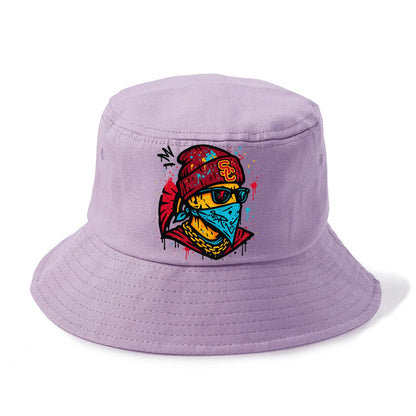 Los Angeles Trojan wearing USC beanie with SC patch - Bucket Hat - Purple