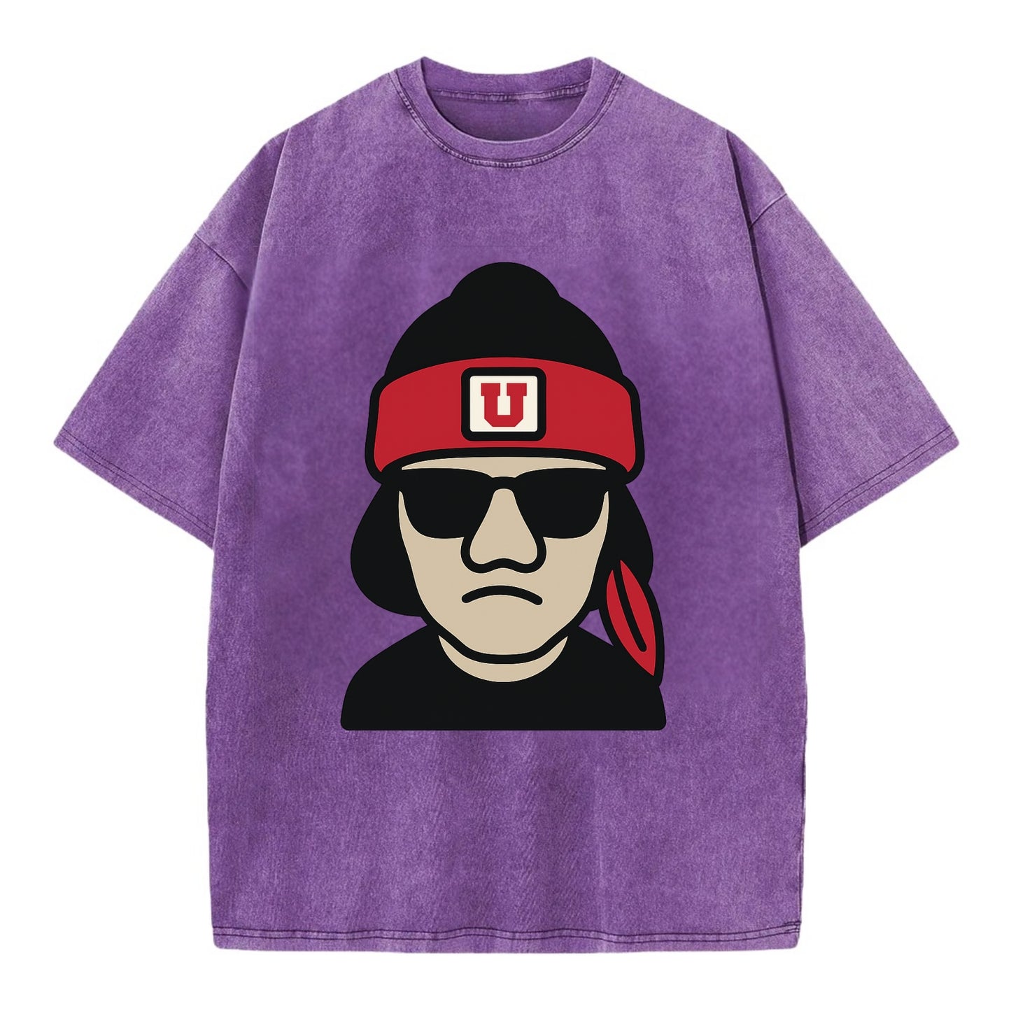 Salt Lake Ute wearing Utah beanie with U patch - Vintage T-shirt - Purple