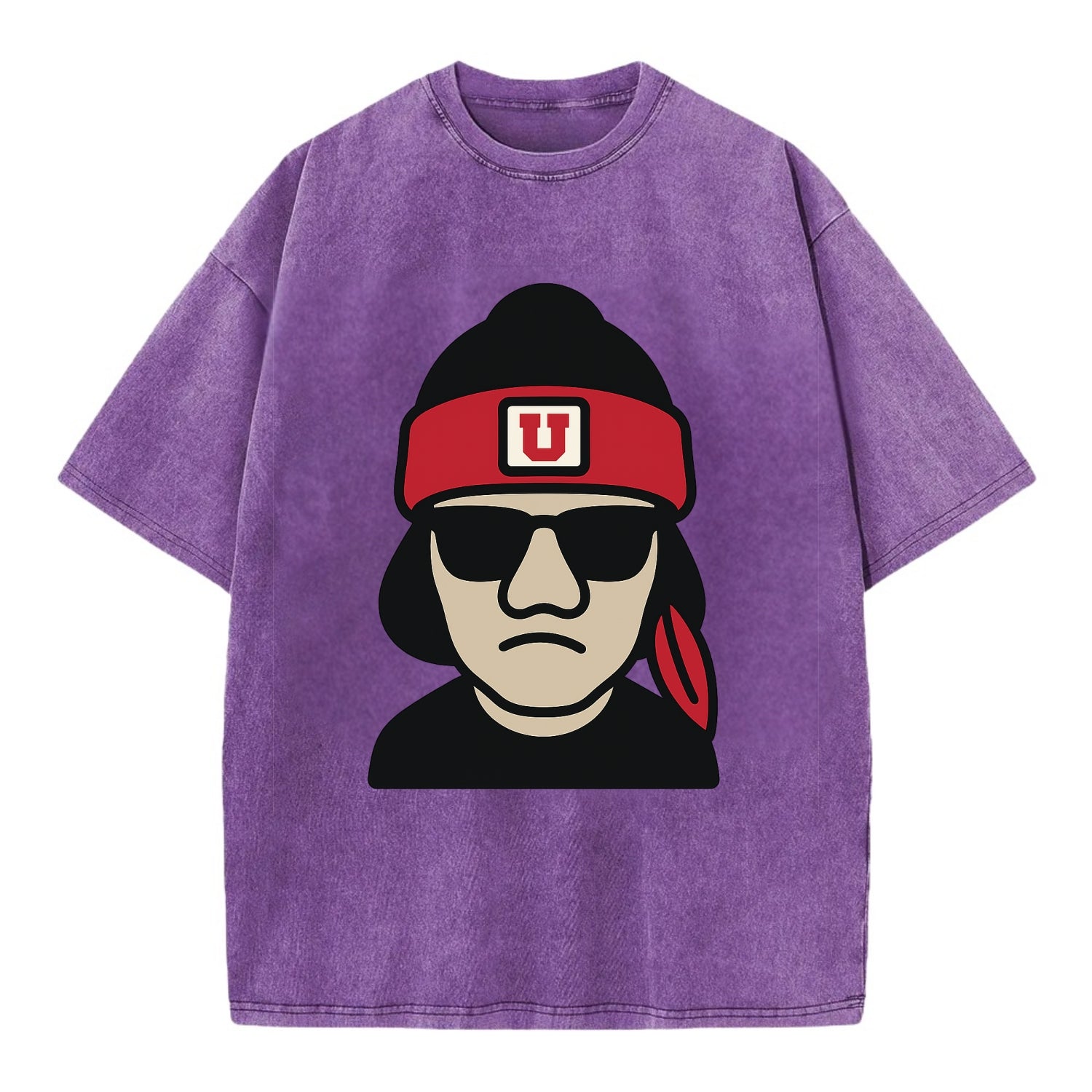 Salt Lake Ute wearing Utah beanie with U patch - Vintage T-shirt - Purple