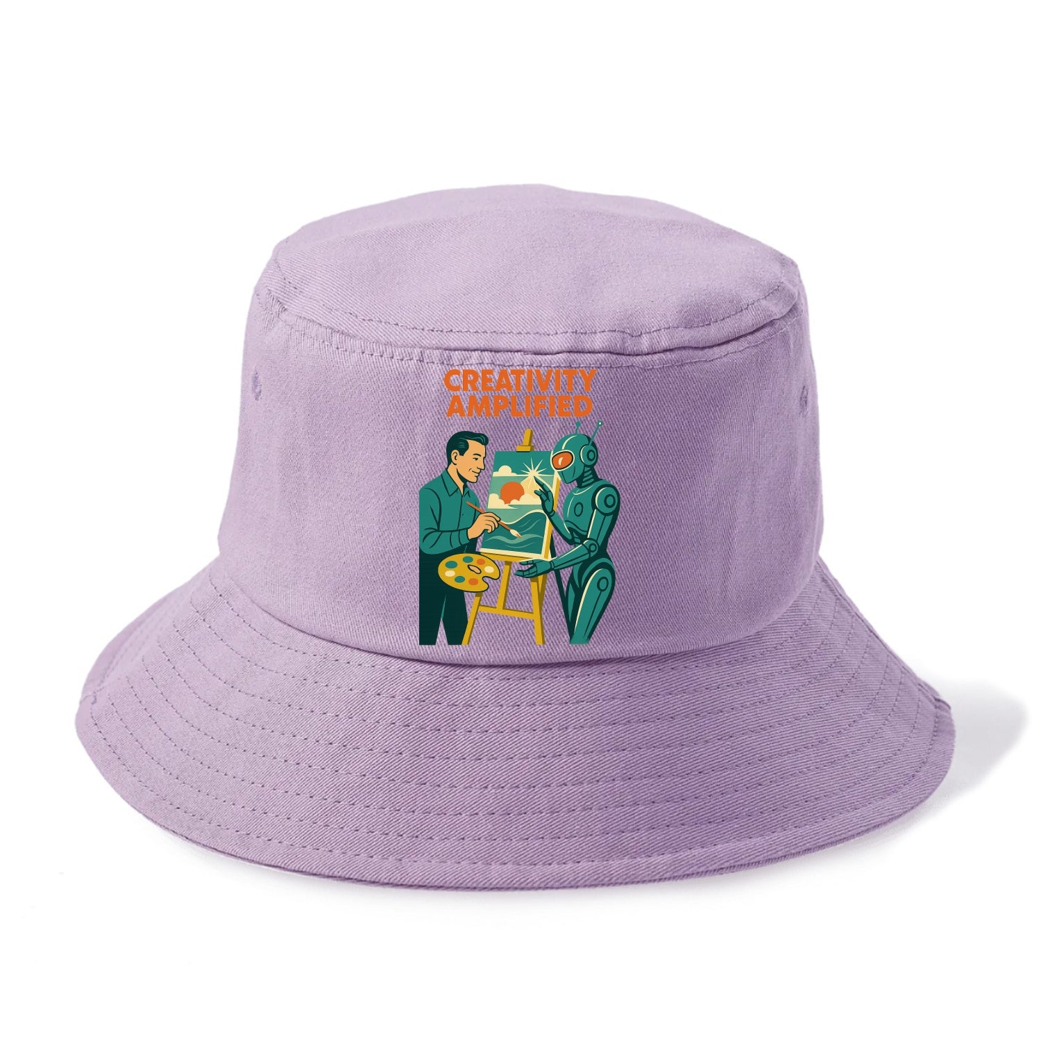 Artist and AI creating beautiful masterpiece together - "Creativity Amplified" - - Bucket Hat - Purple
