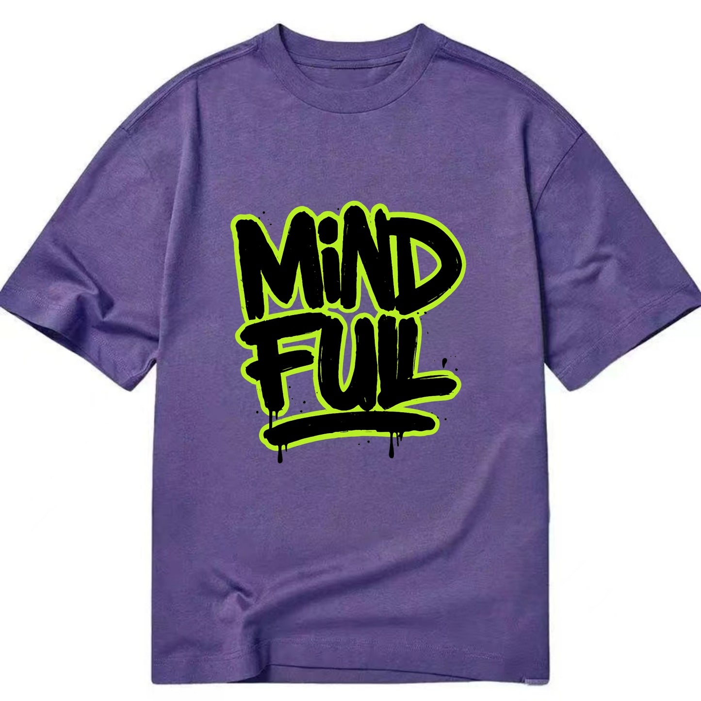 Bold typography design - "MINDFUL" - present awareness, conscious living - Classic T-shirt - Purple