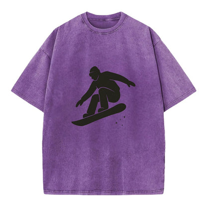 Snowboarder catching air off a jump - Vintage T-shirt - Purple