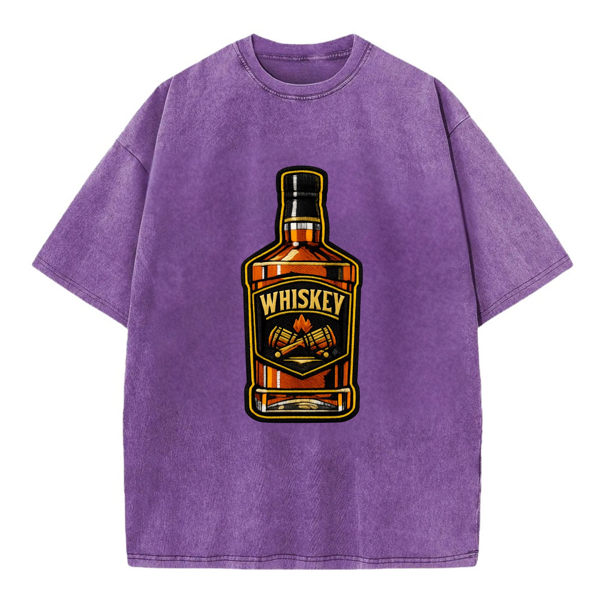 WHISKEY BOTTLE - bourbon bottle in amber and gold , spirits connoisseur - Vintage T-shirt - Purple