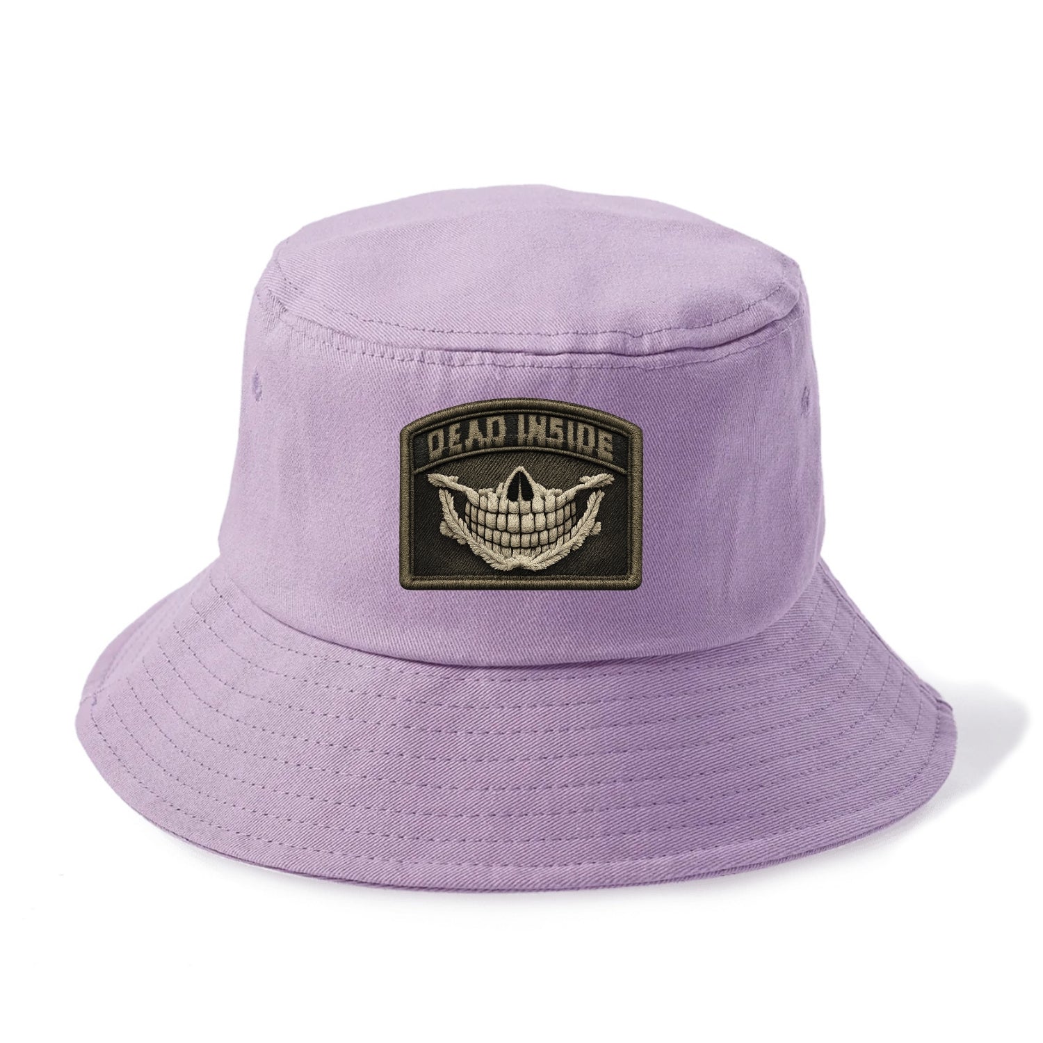 DEAD INSIDE SMILE - skeleton smile in white , dark humor - Bucket Hat - Purple
